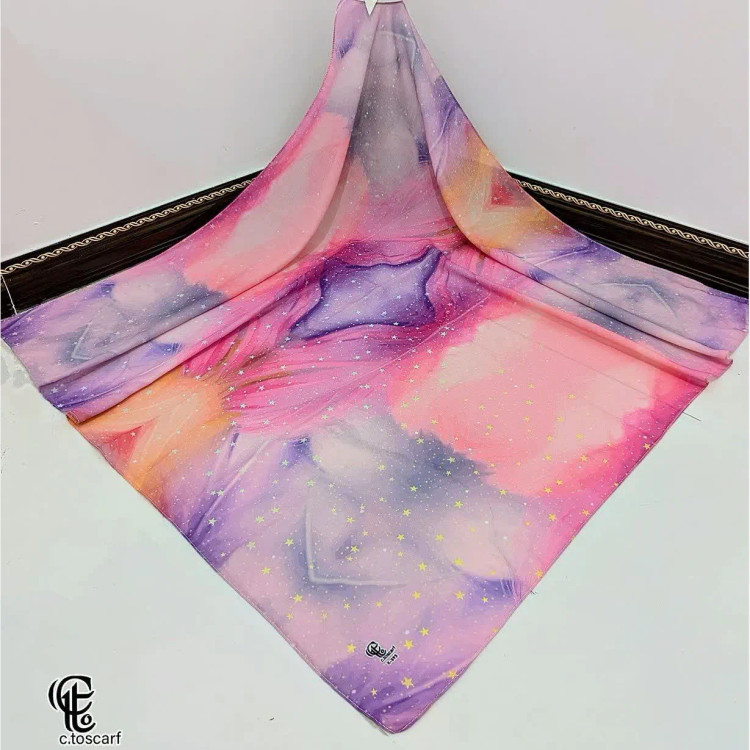 روسری طرح شادی زنانه، جنس نخ کاستوم سیتو، سایز بزرگ، چرخ دوز