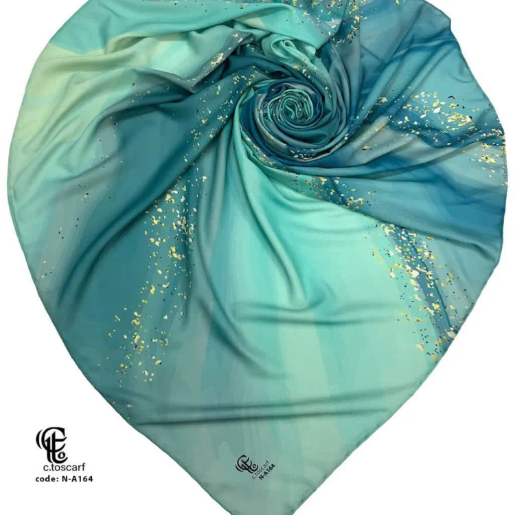 روسری طرح رزین فیروزه نخ کاستوم سیتو قواره بزرگ 140 سانتی شیک و مجلسی