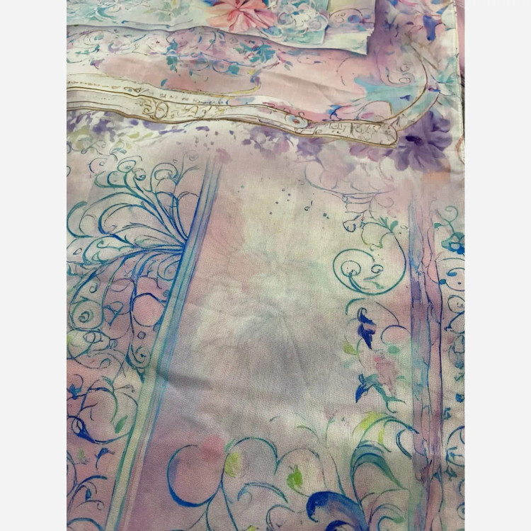 روسری نخی طرح بهار قواره 140 دور دوخت