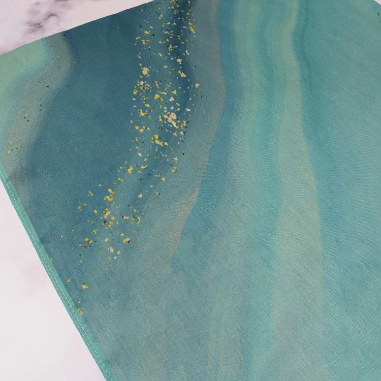 روسری طرح رزین فیروزه نخ کاستوم سیتو قواره بزرگ 140 سانتی شیک و مجلسی