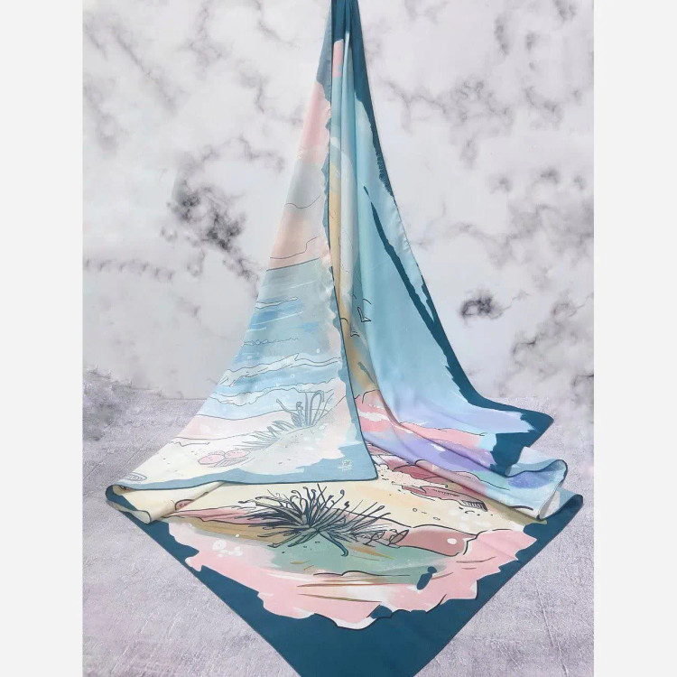 روسری طرح مرجان سایز 140 جنس نخ کاستوم سیتو چرخ دوز