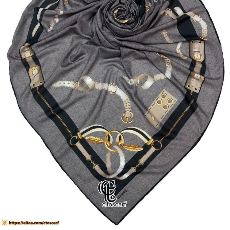 روسری طرح دیانا طوسی سیتو قواره بزرگ 140 سانتیمتر جنس نخ کاستوم لیز نیست