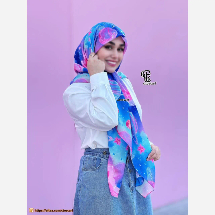 روسری طرح گلکسی قواره بزرگ 140 زنانه