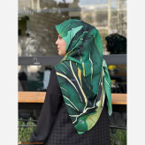روسری طرح ضحا سایز 140 نخ کاستوم سیتو سبز خوش رنگ
