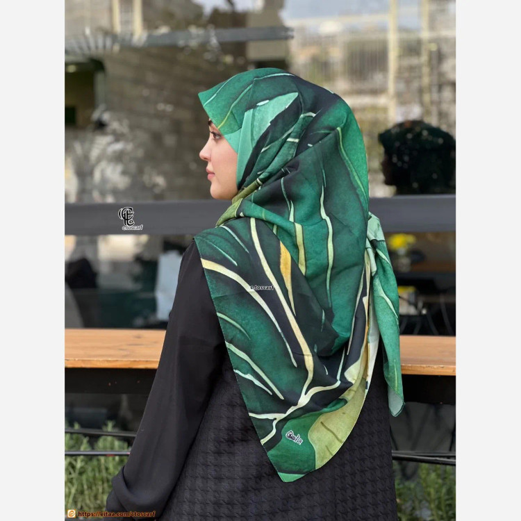 روسری طرح ضحا سایز 140 نخ کاستوم سیتو سبز خوش رنگ