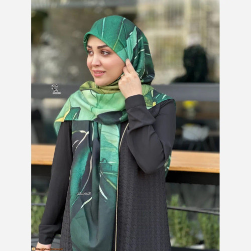 روسری طرح ضحا سایز 140 نخ کاستوم سیتو سبز خوش رنگ