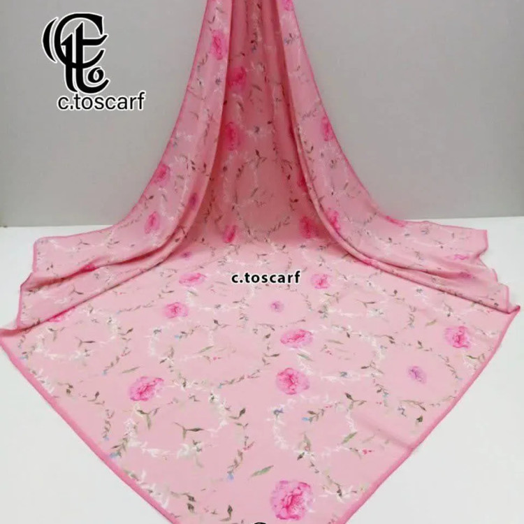 روسری طرح دابل پینک سیتو قواره بزرگ 140 سانتیمتر جنس نخ کاستوم سیتو