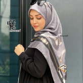 روسری طرح دیانا طوسی سیتو قواره بزرگ 140 سانتیمتر جنس نخ کاستوم لیز نیست