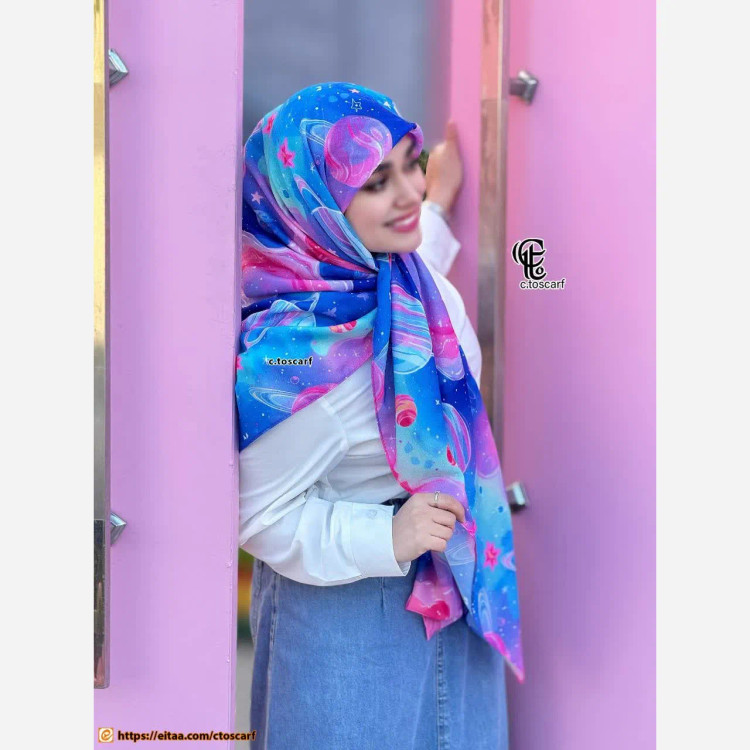 روسری طرح گلکسی قواره بزرگ 140 زنانه