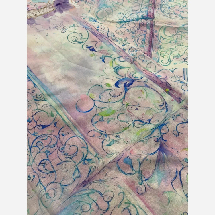 روسری نخی طرح بهار قواره 140 دور دوخت