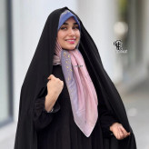 روسری زنانه طرح رزین صورتی یاسی طوسی نخ کاستوم سیتو متوسط چرخ دوز