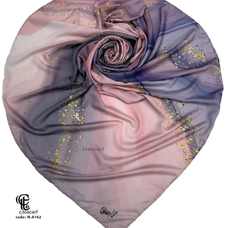 روسری زنانه طرح رزین صورتی یاسی طوسی نخ کاستوم سیتو متوسط چرخ دوز