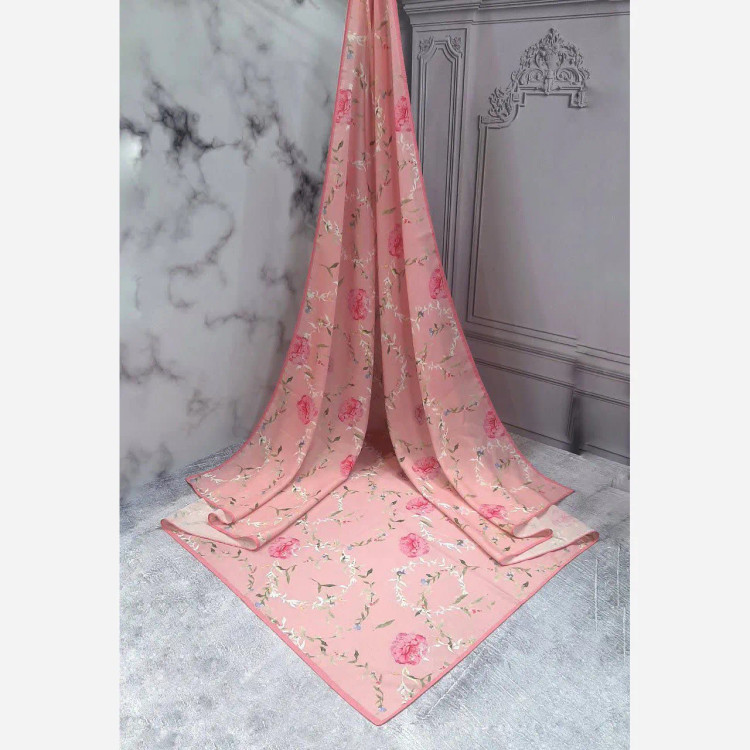 روسری طرح دابل پینک سیتو قواره بزرگ 140 سانتیمتر جنس نخ کاستوم سیتو