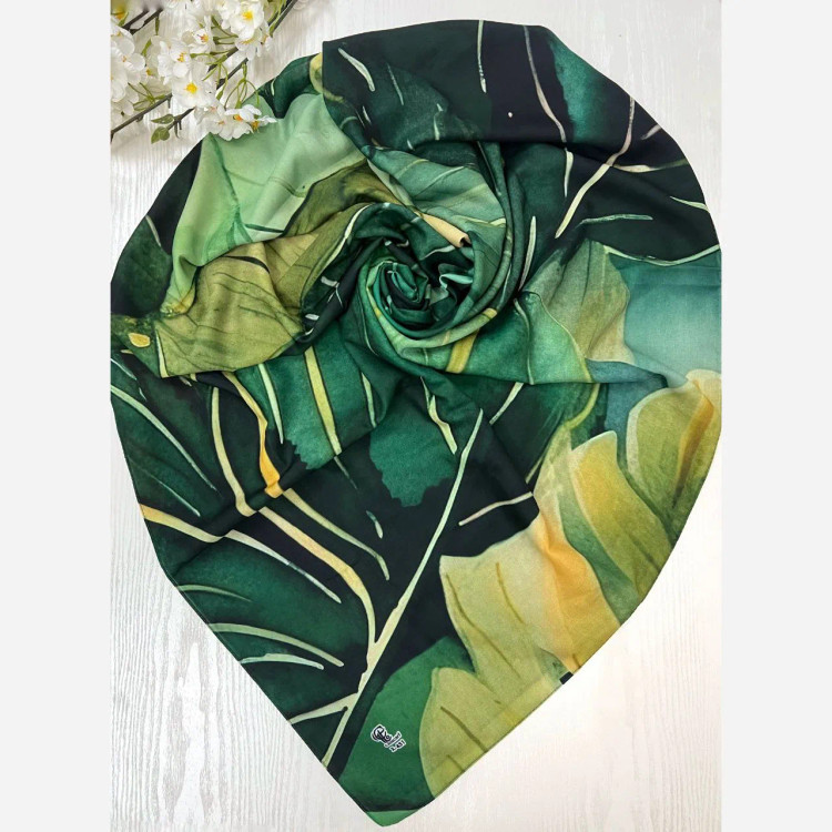 روسری طرح ضحا سایز 140 نخ کاستوم سیتو سبز خوش رنگ