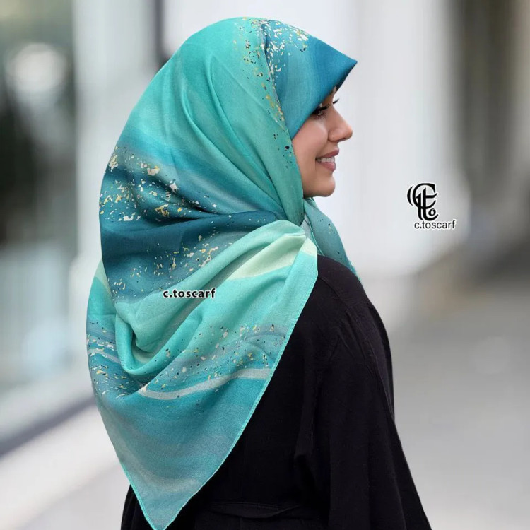 روسری زنانه طرح رزین صورتی یاسی طوسی نخ کاستوم سیتو متوسط چرخ دوز