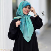 روسری زنانه طرح رزین صورتی یاسی طوسی نخ کاستوم سیتو متوسط چرخ دوز