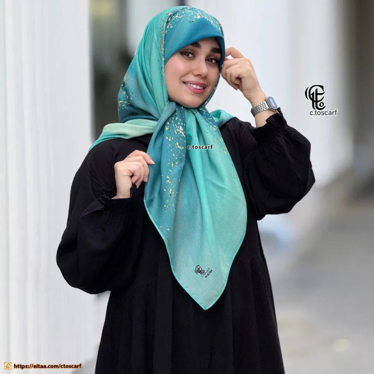 روسری زنانه طرح رزین صورتی یاسی طوسی نخ کاستوم سیتو متوسط چرخ دوز