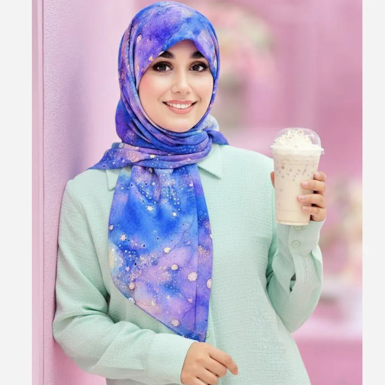 روسری طرح ساحل سیتو جنس نخ کاستوم چرخ دوز سایز متوسط