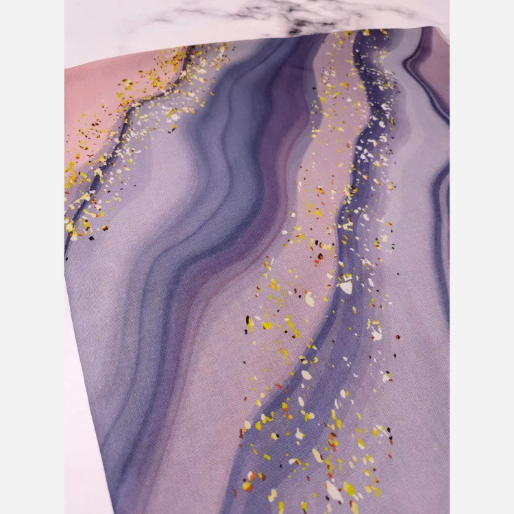 روسری زنانه طرح رزین صورتی یاسی طوسی نخ کاستوم سیتو متوسط چرخ دوز