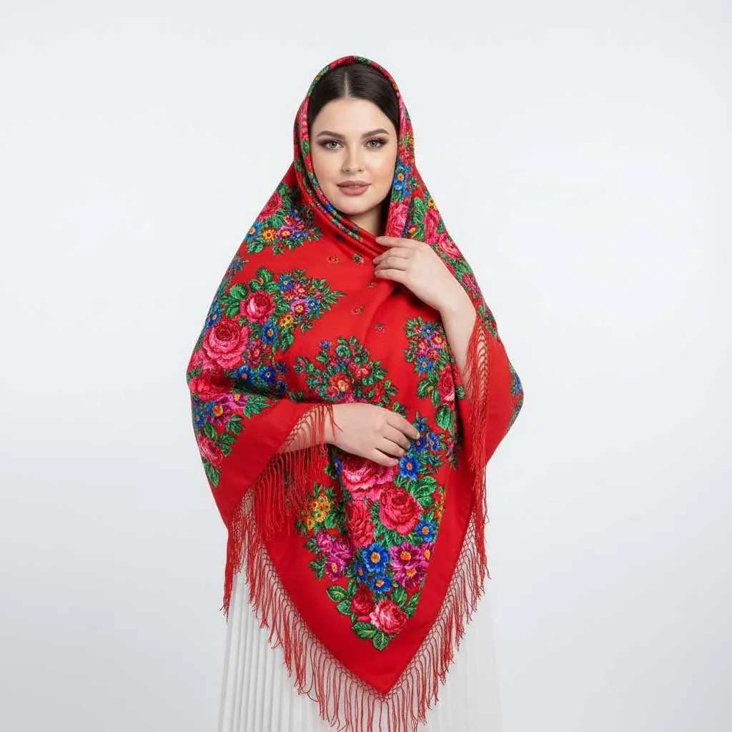 روسری ترکمن اصل پشمی ضخیم زنانه قواره بزرگ مناسب پاییز و زمستان