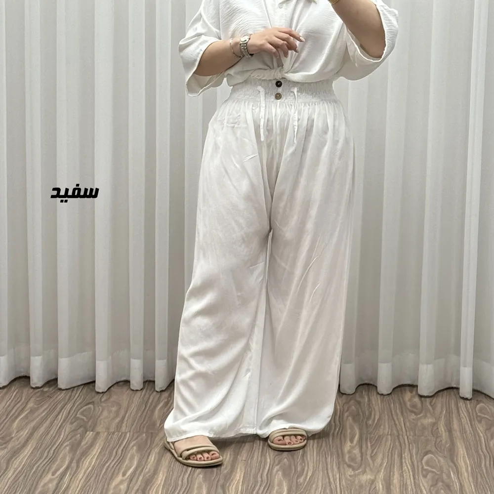 شلوار نخی کمر کش برماندو کد J1792