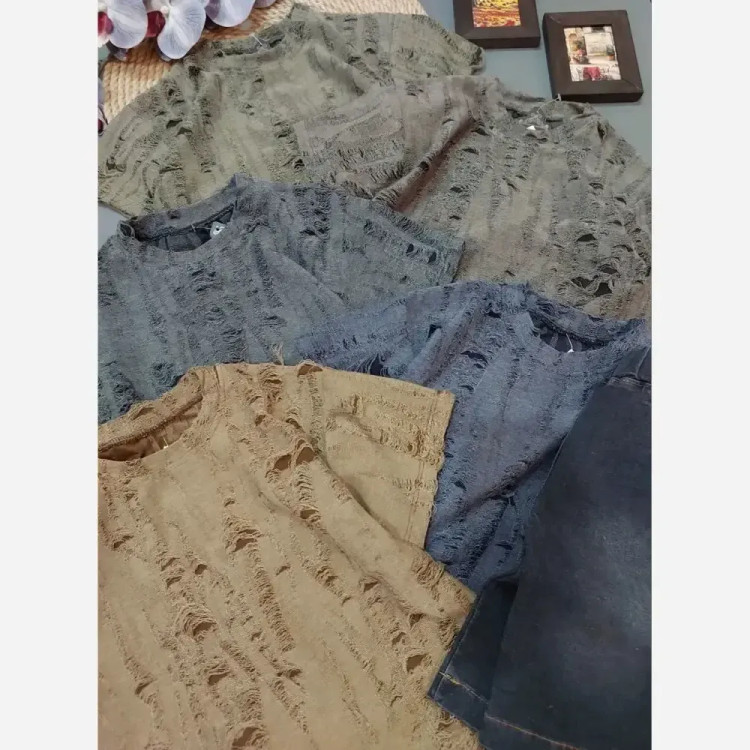 ست اسپرت شلوارک جین مناسب سایز 40 الی 60