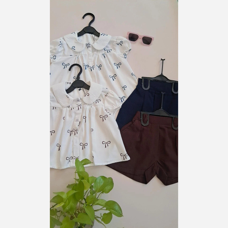 ست شومیز فلور بوگاتی و شلوارک لینن دخترانه