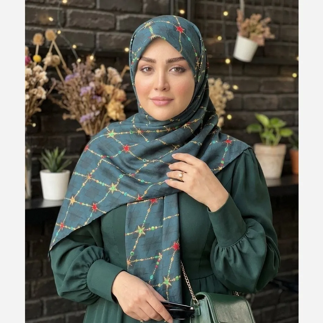 روسری نخ کاستوم طرح جواهر قواره بزرگ 140 سانتیمتر