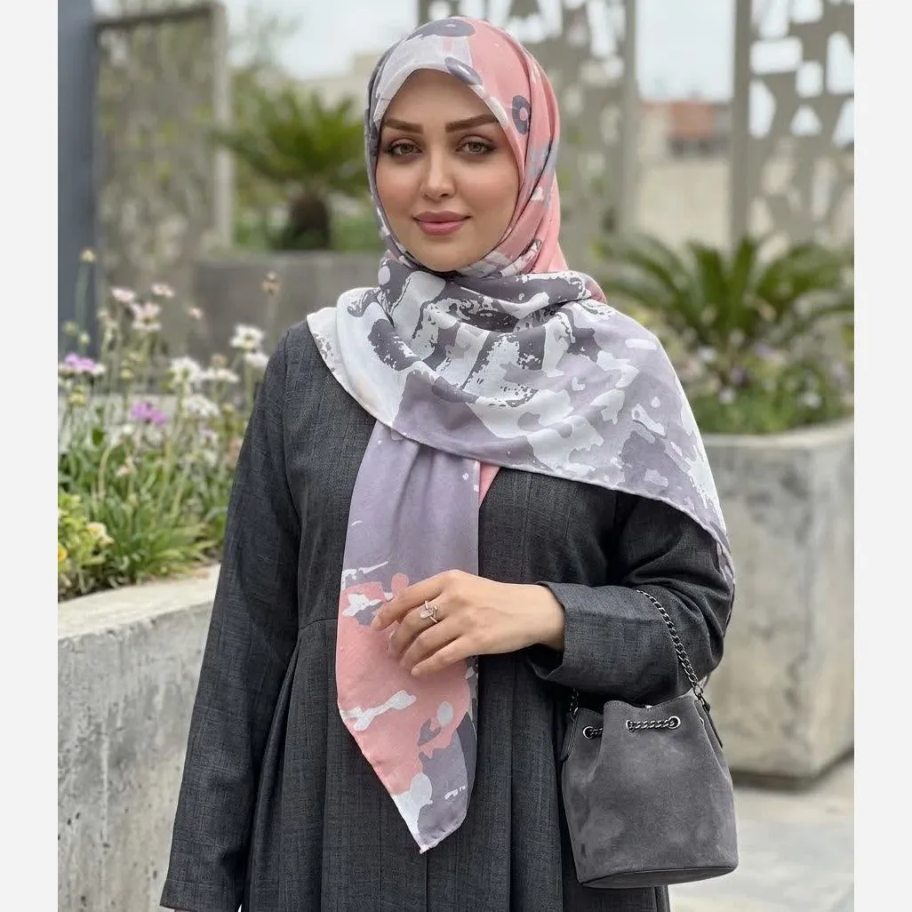 روسری نخ کاستوم طرح کژال قواره بزرگ 140x140 دور چرخ دوز