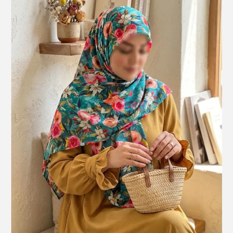 روسری نخ کاستوم طرح فلور قواره 140 بزرگ