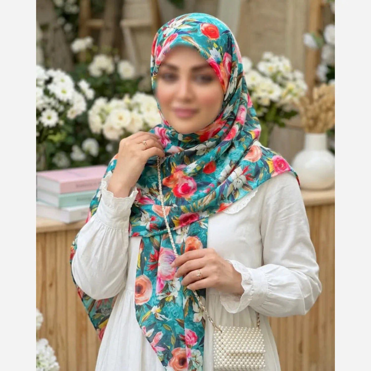 روسری نخ کاستوم طرح فلور قواره 140 بزرگ