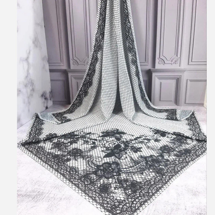 روسری نخی کاستوم طرح گیپور سایز 140 در 140