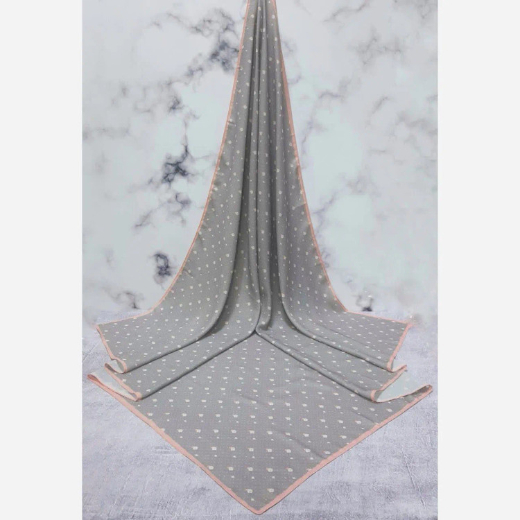 روسری نخ کاستوم طرح شکوفه بهاری خال خالی ریز قواره بزرگ 140x140