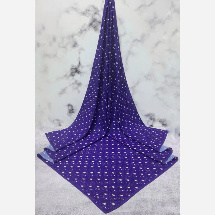 روسری نخ کاستوم طرح شکوفه بهاری خال خالی ریز قواره بزرگ 140x140