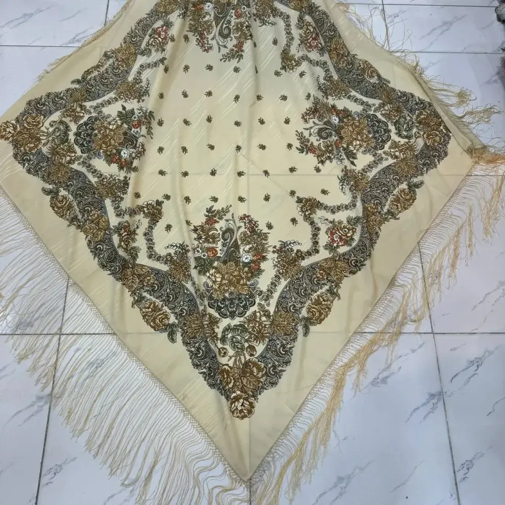 روسری ترکمن اصل کد 1398 وارداتی ترکیه جنس نخی ریشه دستباف 4 فصل 140-150 سانت