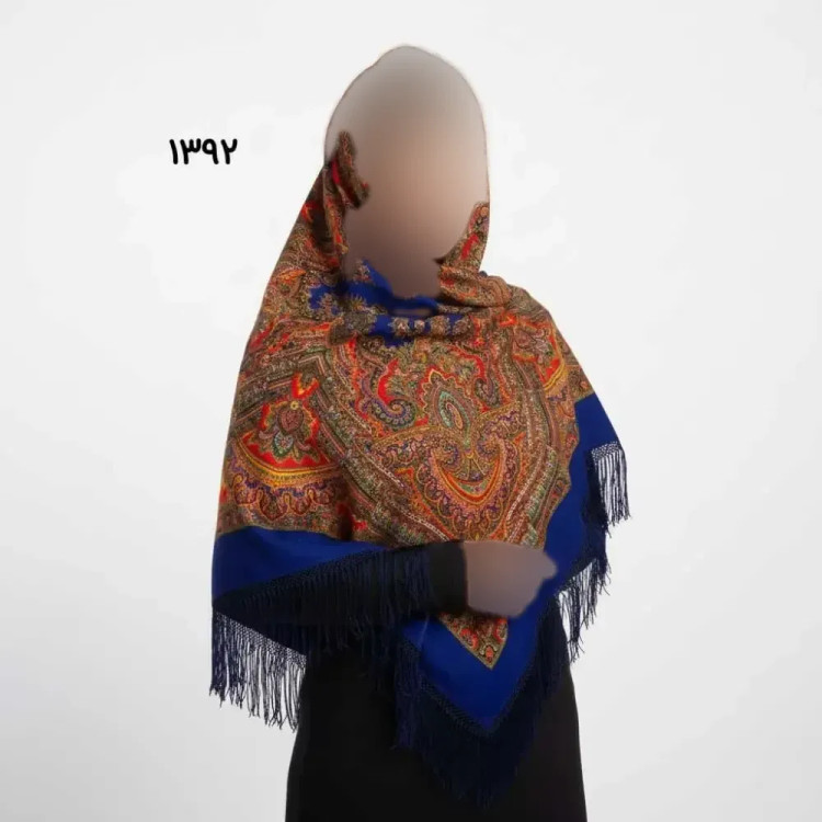 روسری ترکمن اصل ترکیه وارداتی قواره بزرگ نخی ریشه دستباف چهار فصل کد 1392
