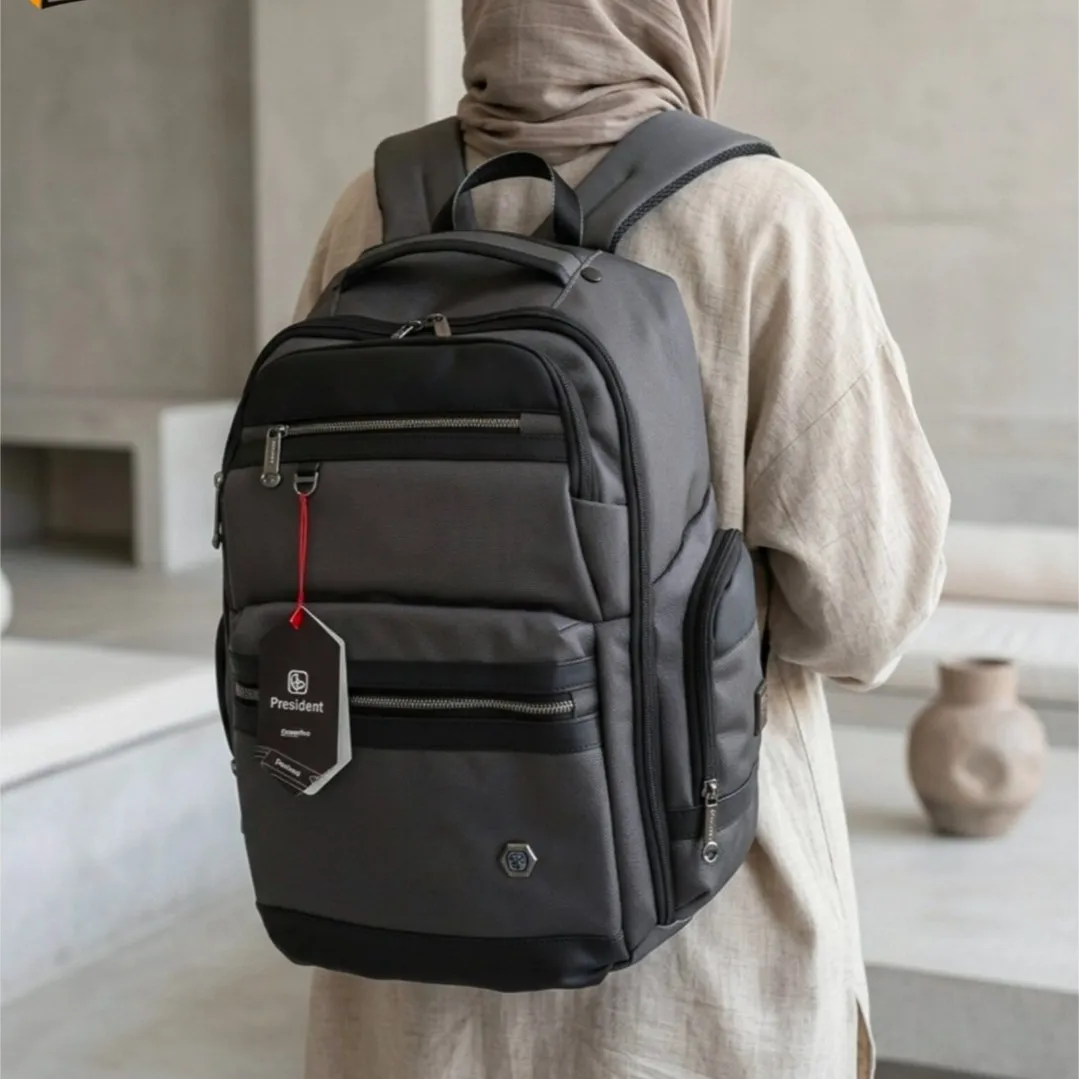 کوله پشتی وارداتی پرزیدنت ضد آب لپ تاپ پورت USB و تایپ C