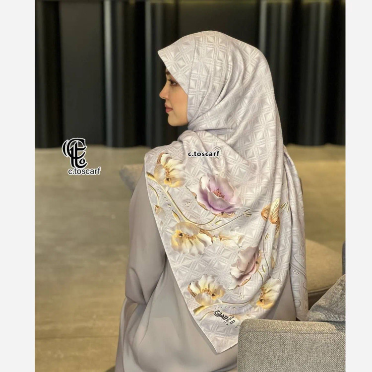 روسری نخ کاستوم سیتو طرح مروارید یاسی دورچرخدوز قواره بزرگ 140 سانتیمتر