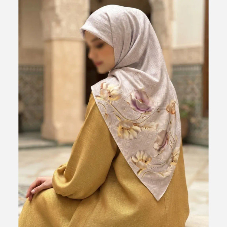 روسری نخ کاستوم سیتو طرح مروارید یاسی دورچرخدوز قواره بزرگ 140 سانتیمتر