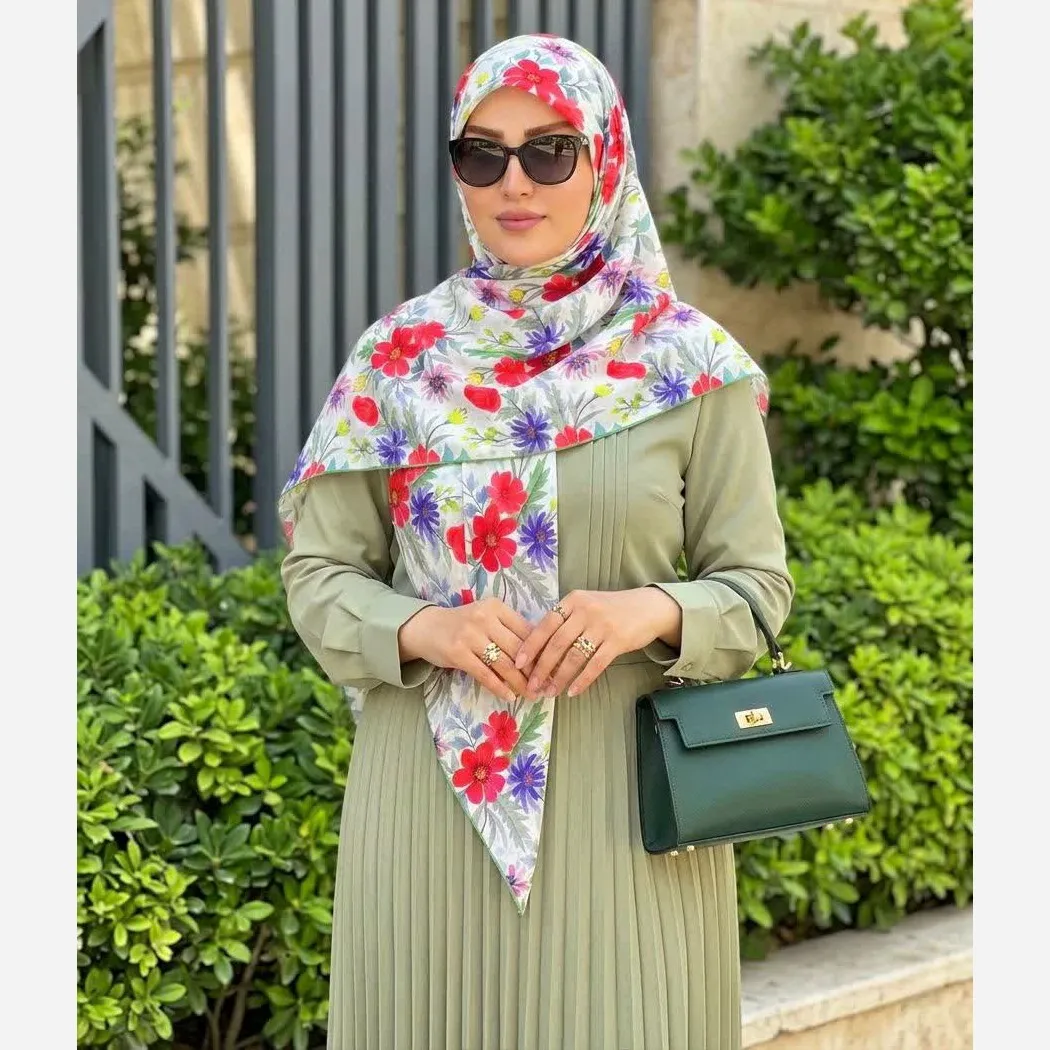 روسری مجلسی طرح گلناز قواره بزرگ 140 سانتیمتر نخ کاستوم سیتو