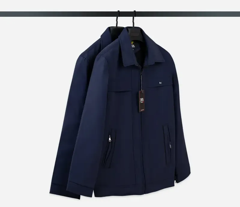 کاپشن یقه کتی سرمه ای پارچه سوپر سانتانا سایز XL تا 3XL